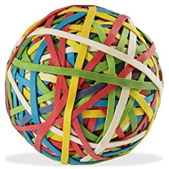 multi colored rubber band ball